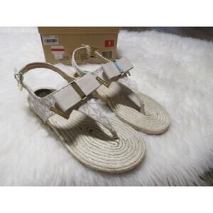 NEW Michael Kors MK Mini Logo PVC Meg Thong Vanilla Signature Size 5